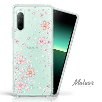 Meteor SONY Xperia 10 II 奧地利水鑽彩繪防摔殼 - 櫻花