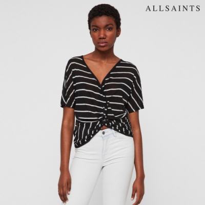 ALLSAINTS NIMALA 舒適條紋扭結短袖T恤