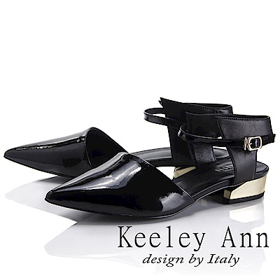 Keeley Ann 獨特魅力~簡約設計感素色真皮尖頭跟鞋(黑色-Ann)