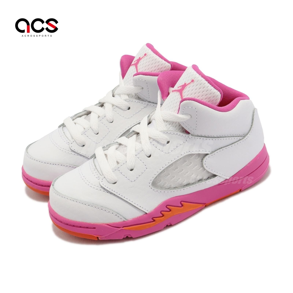 Nike Jordan 5 Retro TD 童鞋小童白桃紅粉Pinksicle AJ5 經典休閒鞋