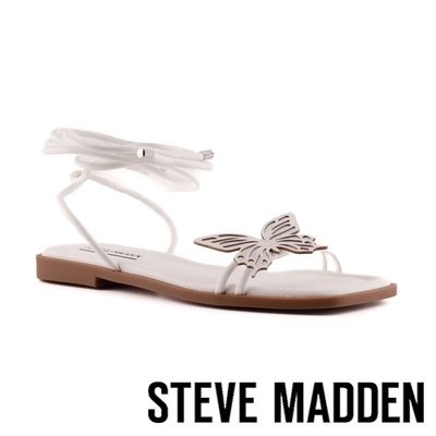 STEVE MADDEN-MARIPOSA 蝴蝶方頭繞踝羅馬鞋-白色