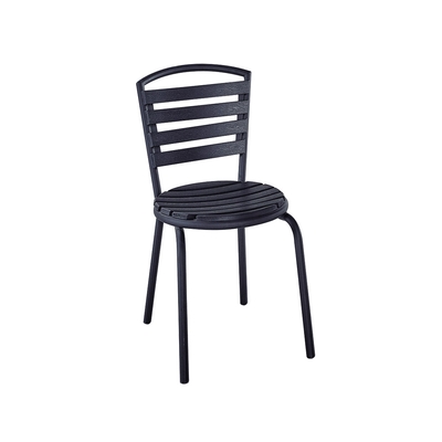 柏蒂家居-巴斯特黑色塑木休閒餐椅/陽台椅/戶外庭院椅/洽談椅-42x42x80cm