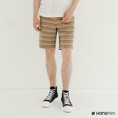 Hang Ten-男裝-REGULAR FIT標準條紋短褲-棕