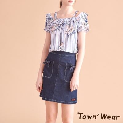 【TOWNWEAR棠葳】經典百搭蝴蝶結牛仔裙