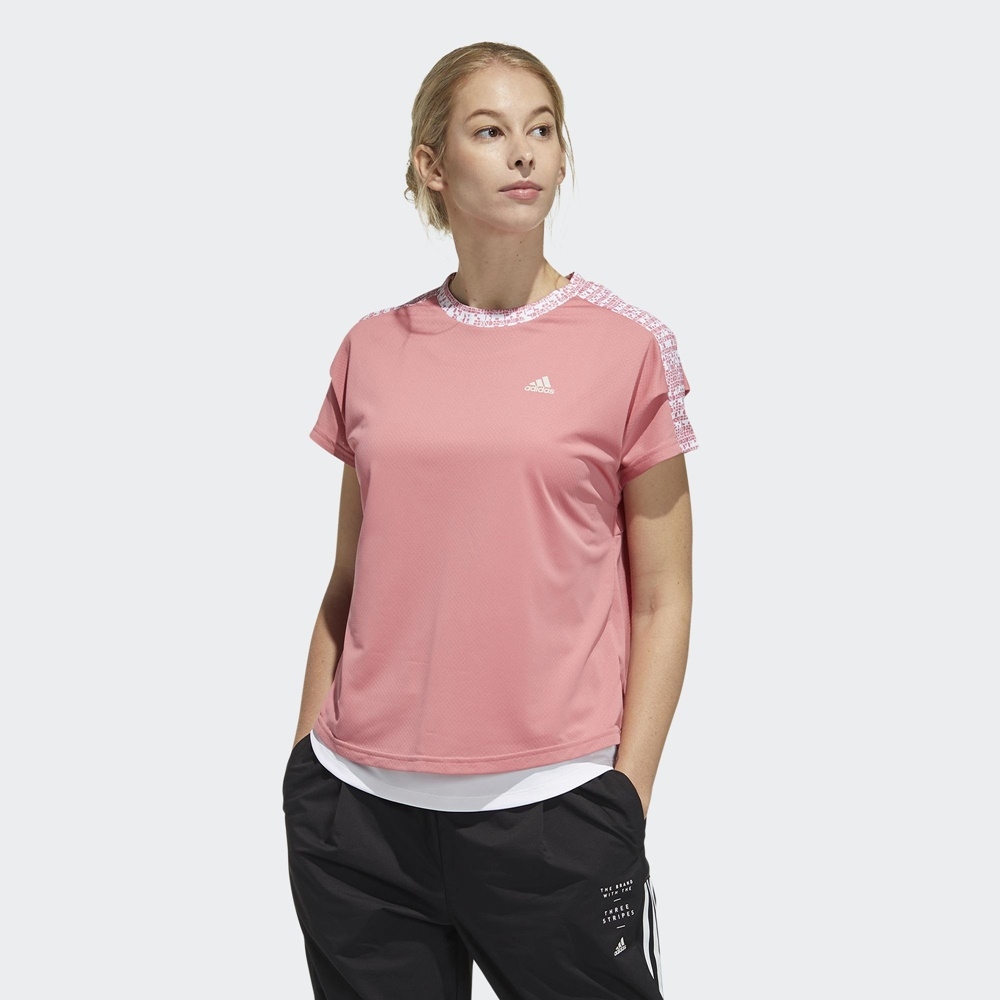 ADIDAS MHE LAYERED T 雙層女短袖上衣-白粉-GM8783 | adidas | Yahoo