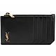 YSL Saint Laurent TINY MONOGRAM 金字壓紋牛皮卡片夾/零錢包(黑色) product thumbnail 1