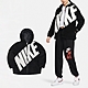Nike 外套 NSW Jacket 女款 黑 白 寬版 毛絨絨 連帽 大Logo 毛毛外套 FB8696-010 product thumbnail 1
