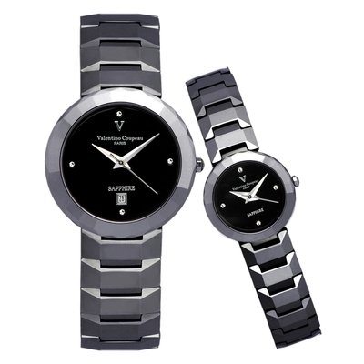Valentino Coupeau 范倫鐵諾 古柏 波光時尚鵭鋼腕錶(對錶)