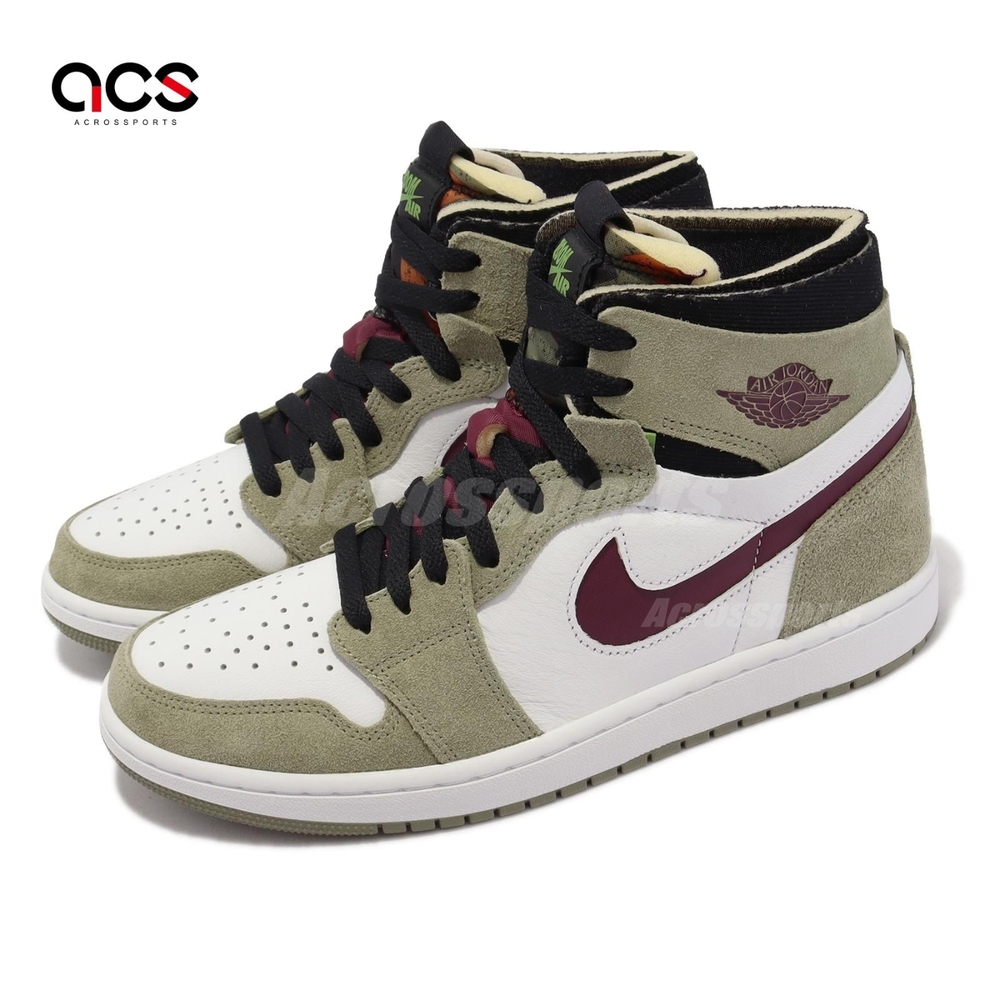 Nike Air Jordan 1 Zoom Air CMFT 男鞋灰綠棗紅Neutral Olive CT0978