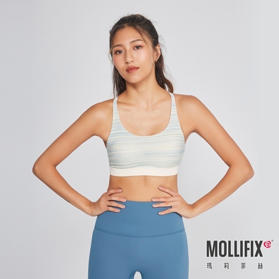 Mollifix 瑪莉菲絲 俐落V背中強度運動內衣 (溫柔米)、瑜珈服、無鋼圈、開運內衣