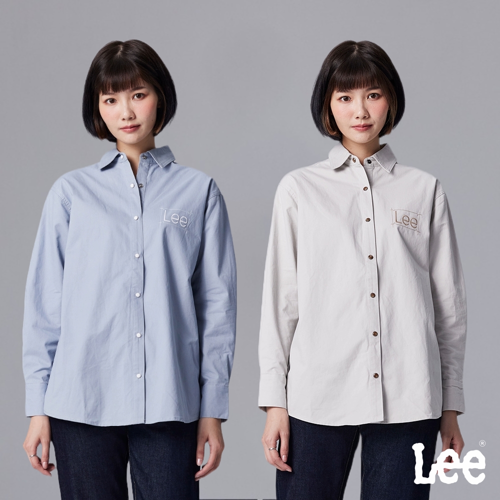 Lee 女款 左胸刺繡小Logo休閒長袖襯衫 兩色｜Modern