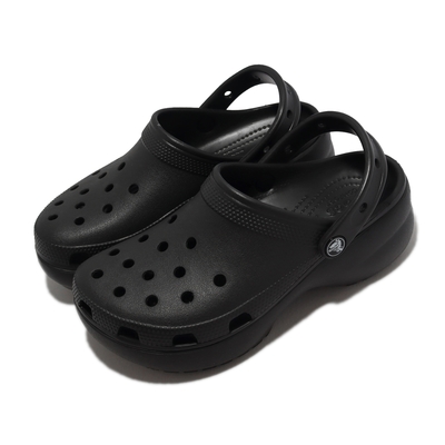 Crocs 布希鞋 Classic Platform Clog W 女鞋 黑 洞洞鞋 厚底 涼拖鞋 卡駱馳 206750001