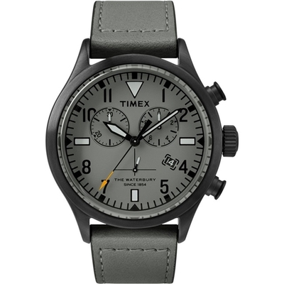 TIMEX X TODD SNYDER 刻劃時代計時皮帶腕錶-黑X灰-TW2R13200-43mm