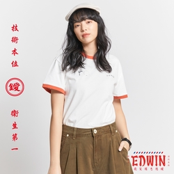 EDWIN 台灣文化理髮廳 復古配色滾邊短袖T恤-男-桔色