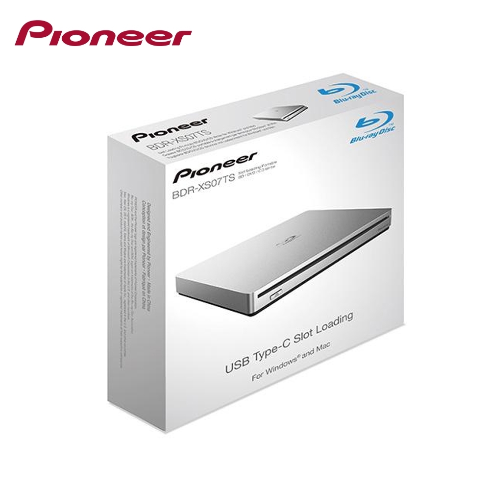 Pioneer BDR-XS07TS 6X 超薄外接吸入式藍光燒錄機(銀色)