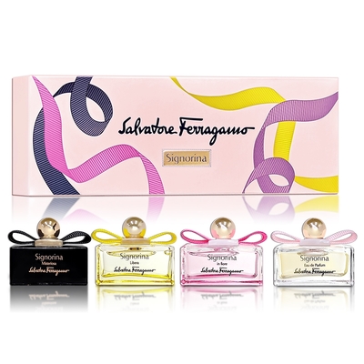 Salvatore Ferragamo 費洛加蒙 經典女伶迷你香水禮盒 4入X5ML 沾式小香 (芭蕾女伶+花漾伊人+晨光綻放+玄魅伊人)