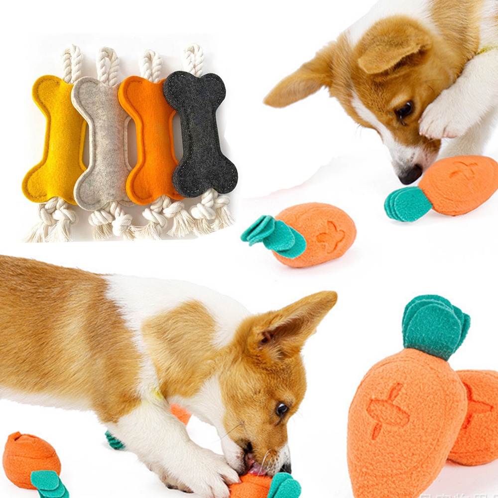 寵愛有家-寵物玩具毛氈製蘿蔔狗骨頭啃咬玩具2件組(狗狗玩具)