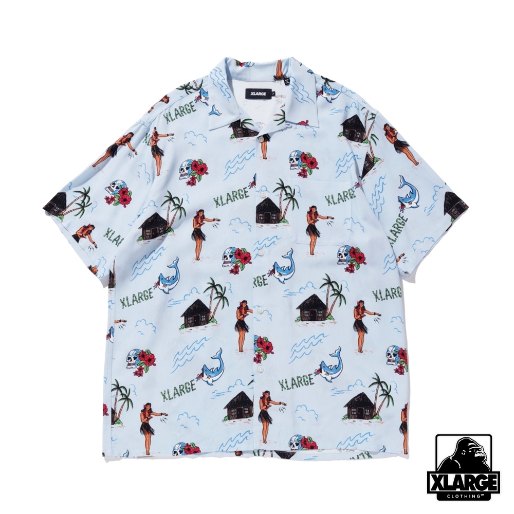 XLARGE VINTAGE ALOHA S/S SHIRT美式熱帶短衫-藍