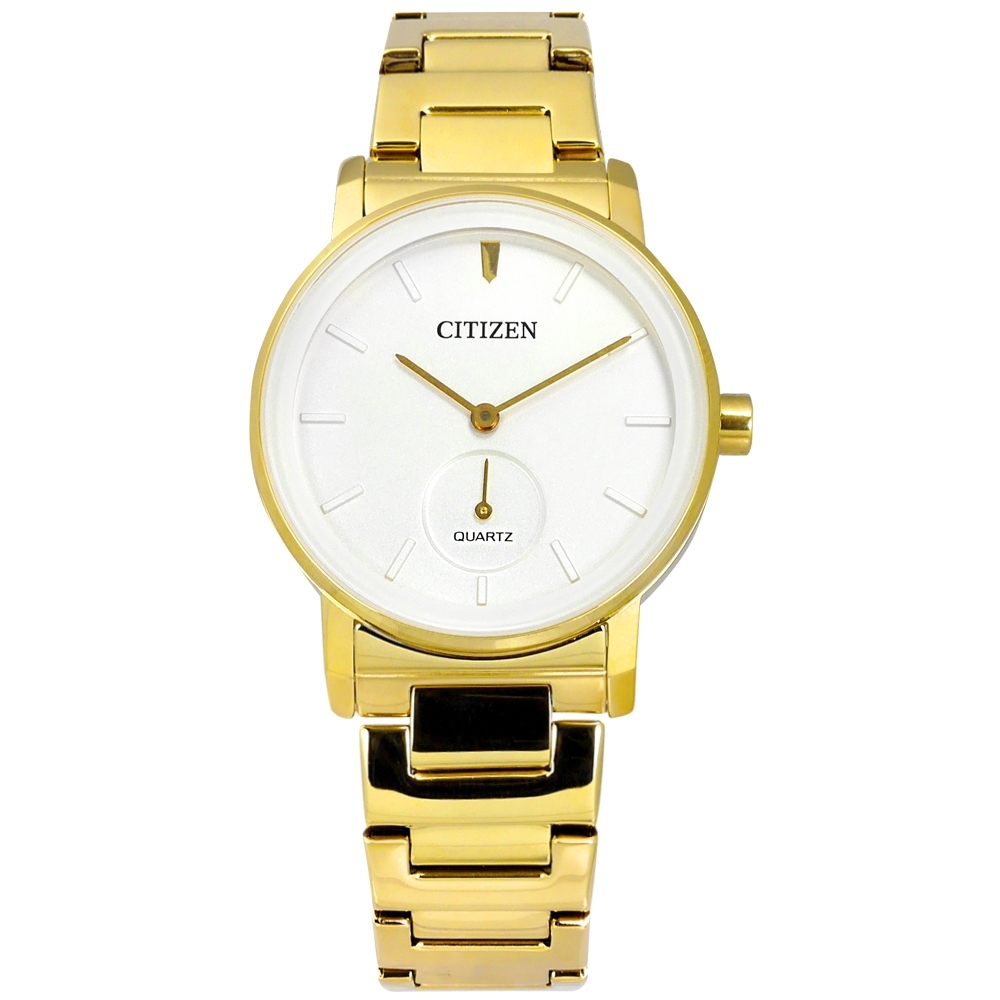 CITIZEN 簡約時尚 不鏽鋼手錶 (EQ9062-58A)-白x鍍金/34mm