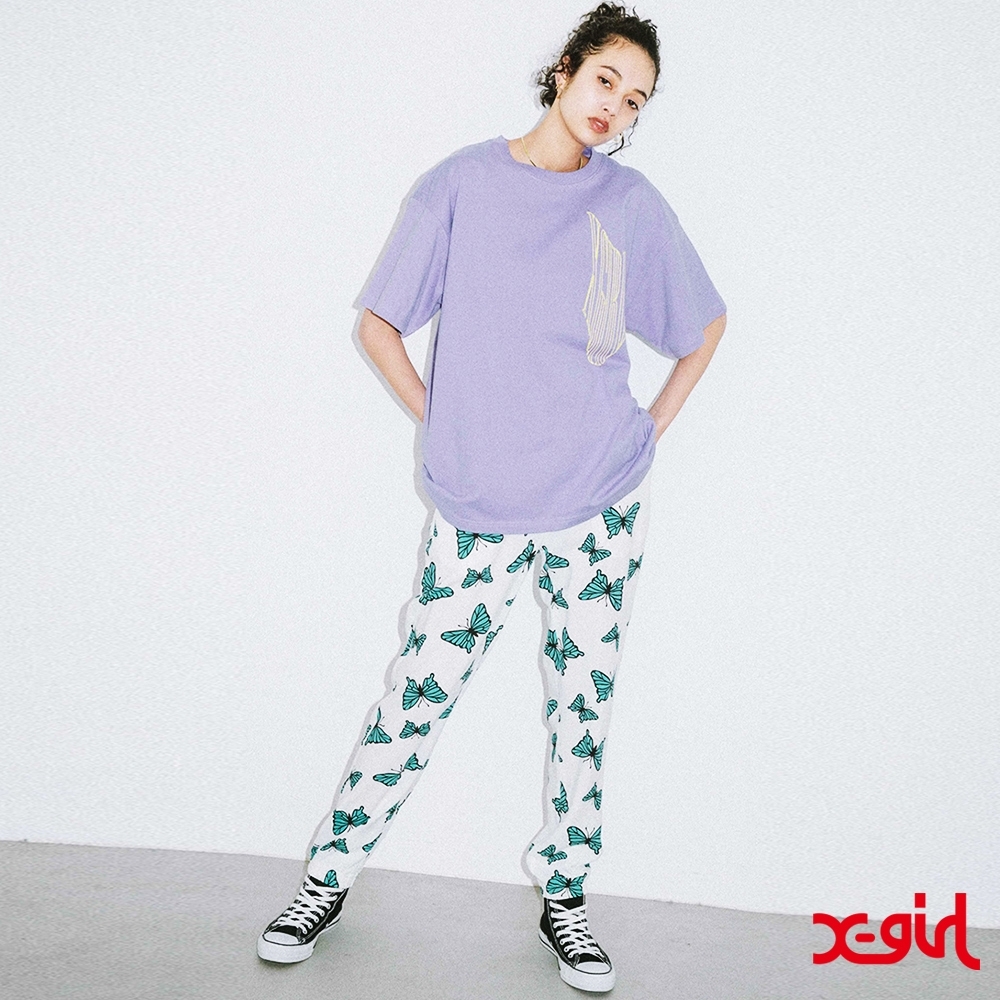 X-girl BUTTERFLY JOGGER PANTS休閒長褲-白