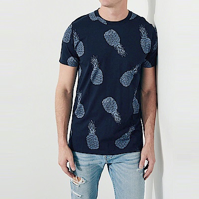 海鷗 Hollister HCO 夏日風情鳳梨圖樣印刷短袖T恤-深藍色