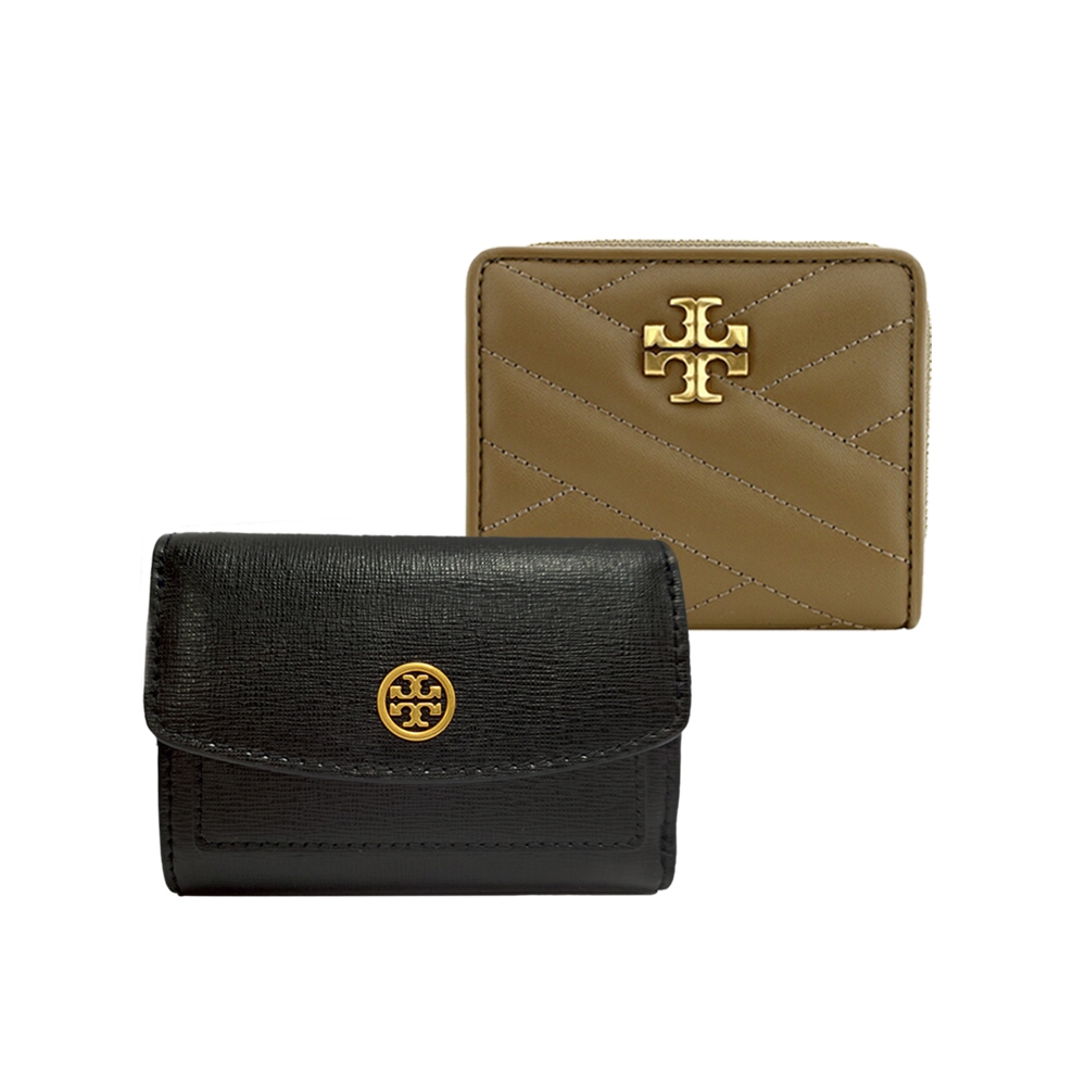 TORY BURCH KIRA CHEVRON 雙T金屬LOGO壓紋釦式短夾兩款可選| 美日精品