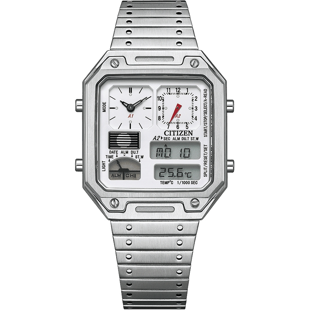 CITIZEN 星辰 Thermo Sensor 80年代復古設計手錶 指針/數位/溫度顯示 送禮推薦 JG2120-65A