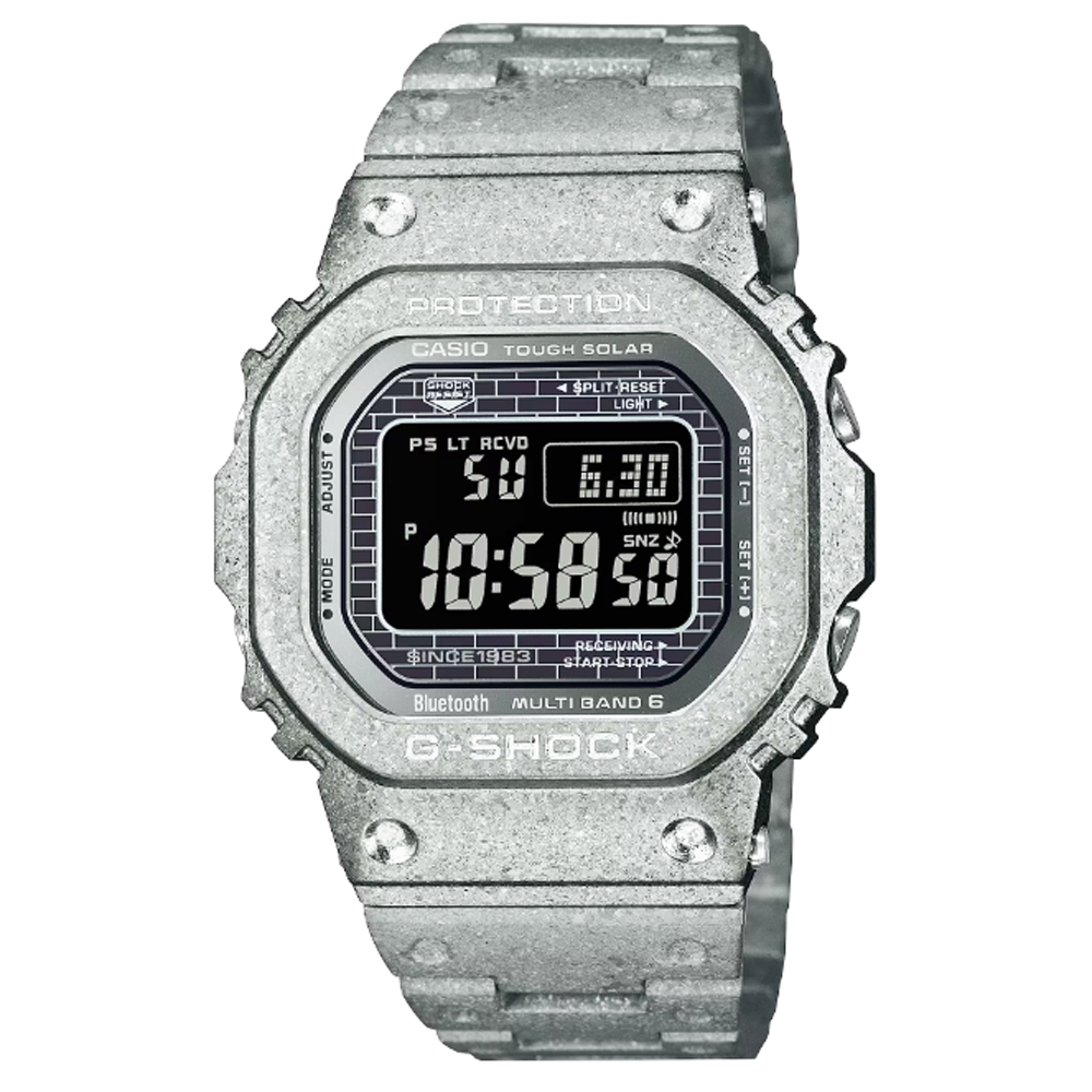 CASIO 卡西歐G-SHOCK 40周年太陽能藍芽全金屬結晶質感電子錶-銀色(GMW