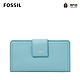 FOSSIL Logan 真皮扣式RFID防盜中長夾-土耳其藍色 SL7830441 product thumbnail 1