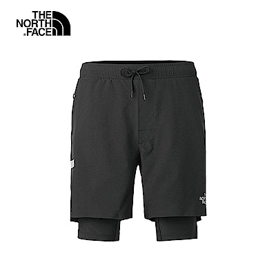 The North Face北面男款黑色吸濕排汗防潑水運動短褲