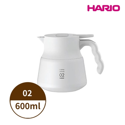 【HARIO】V60 VHSN系列雙層真空不鏽鋼保溫咖啡壺PLUS 02 600ml(2~5杯)-白色VHSN-60-W