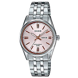 CASIO 氣質女神內斂點時刻不鏽鋼錶(LTP-1335D-4A)粉面/36mm