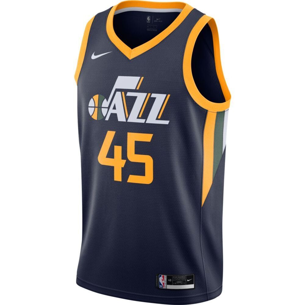 Nike NBA Donovan Mitchell [CW3683-426] 男 籃球背心 球衣 猶他 爵士 深藍 黃