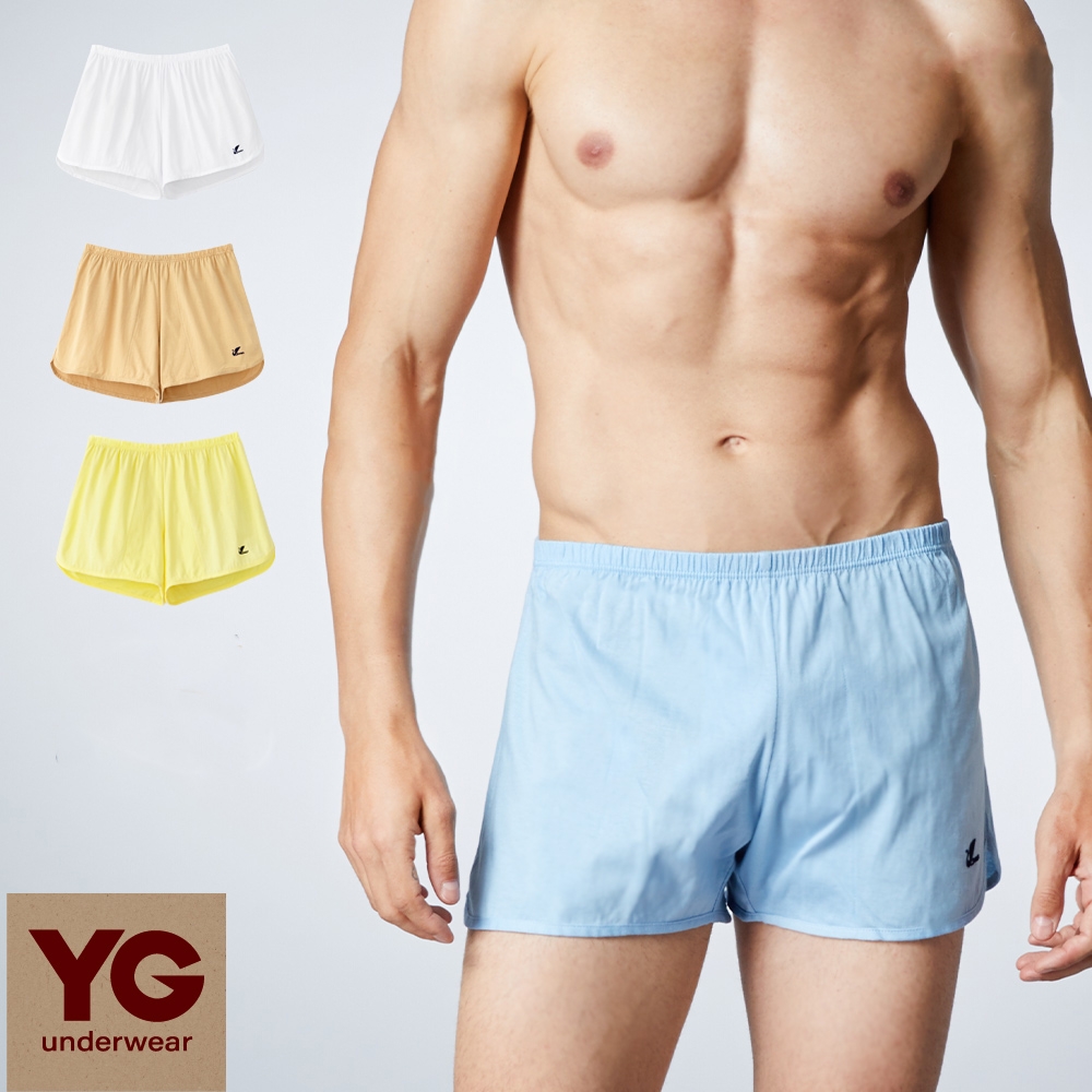 【YG】純棉針織平口褲-淺藍