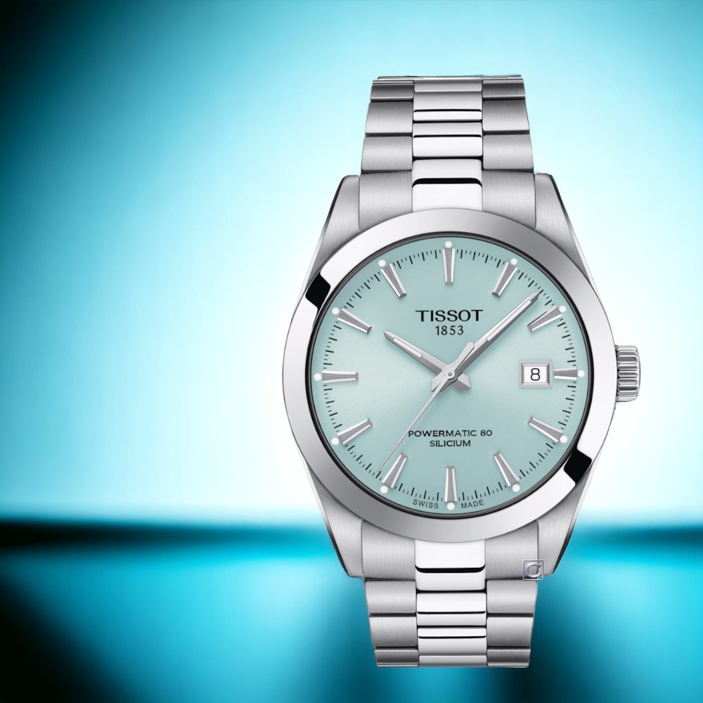 TISSOT 天梭 GENTLEMAN 冰藍色 80小時動力機械錶-T1274071135100