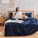 【DUYAN 竹漾】法蘭絨雙人加大四件式床包兩用毯被組 / 深海靛藍 product thumbnail 1