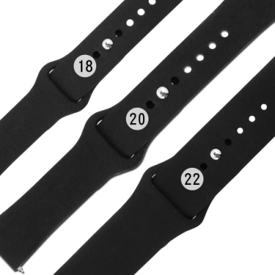 Watchband / 各品牌通用 快拆錶耳 穿式按夾扣 舒適 矽膠錶帶 黑色