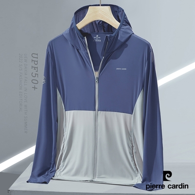 Pierre Cardin皮爾卡登 男裝 高機能剪接 冰絲防曬外套-寶藍色(7227664-37)