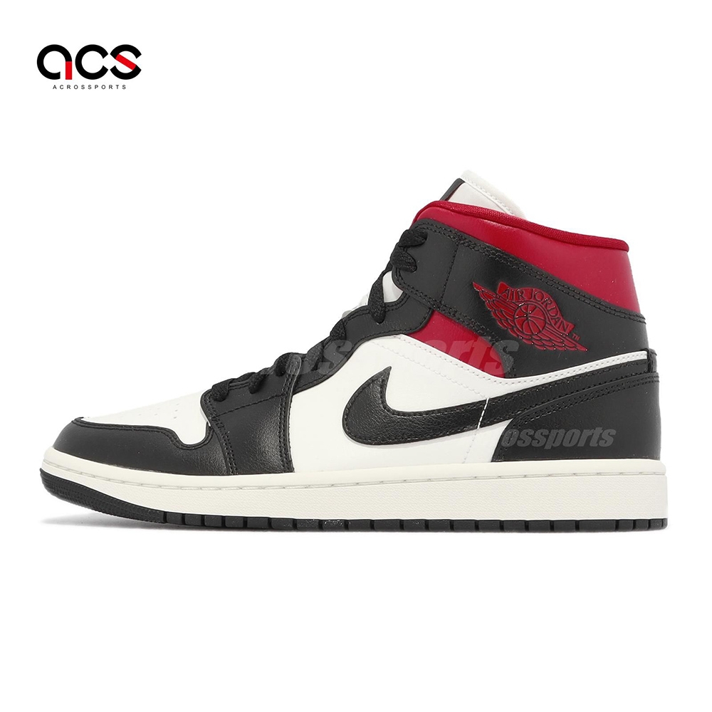 Nike Wmns Air Jordan 1 Mid 黑紅Gym Red 女鞋男鞋AJ1 喬丹情侶鞋高筒