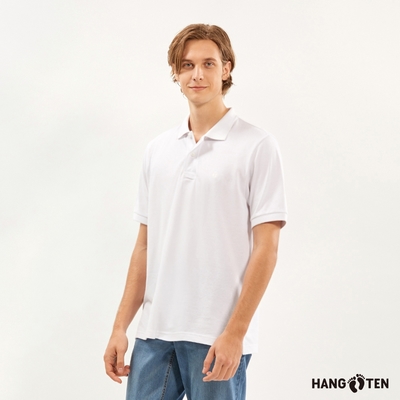 Hang Ten-男裝-經典純棉素色短袖POLO衫-白
