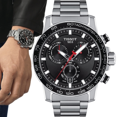 TISSOT天梭 官方授權 SUPERSPORT三眼計時腕錶 女神節 45.5mm/T1256171105100