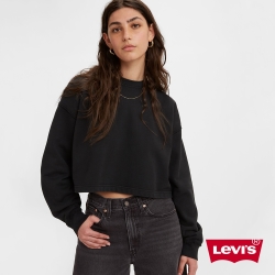 Levis 女款 短版寬鬆落肩重磅大學Tee / 精工漂染工藝 / 400GSM厚棉 魚子黑