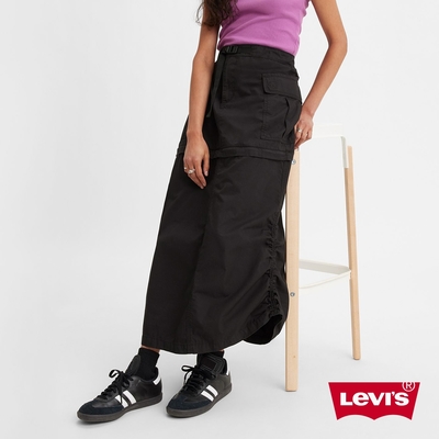 Levis 女款 高腰可拆式工裝長、短裙 / 腰間調節帶 / 隕石黑