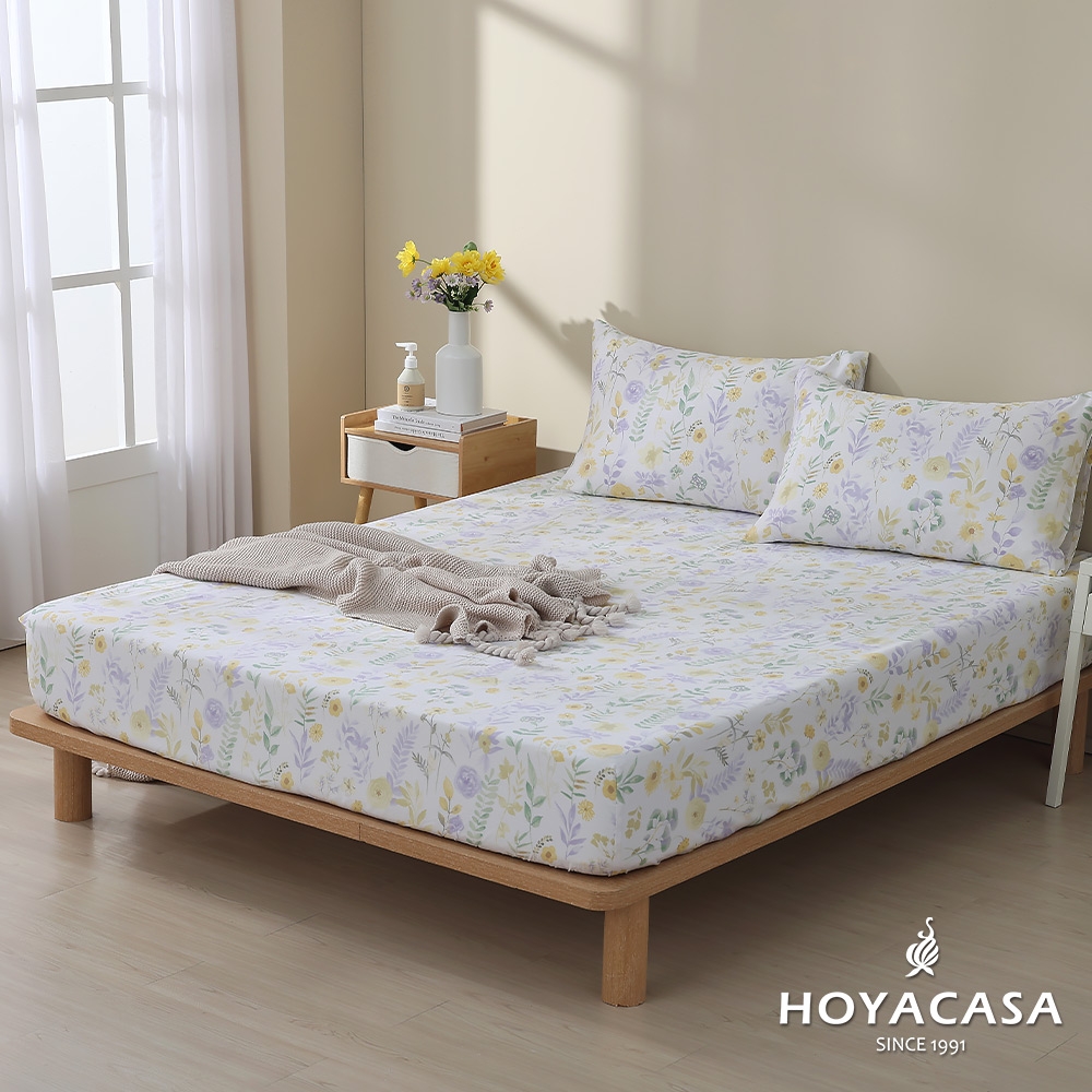 HOYACASA 100%天絲枕套床包三件組(雙人/加大)-多款任選 (芊芊花香)