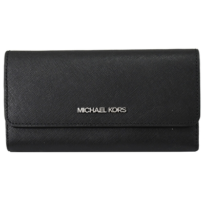 MICHAEL KORS Jet Set 防刮皮革三折長夾(黑)