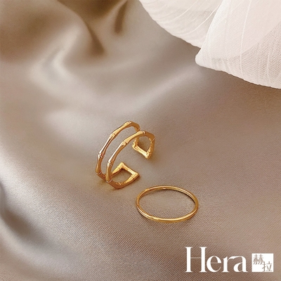 【HERA赫拉】 輕奢設計開口素圈兩件套戒指#H100331D