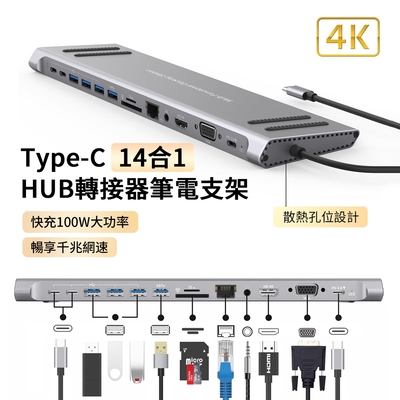 ANTIAN 14合1 Type-C 多功能HUB轉接器筆電底座 HDMI USB3.0集線器 Mac轉接頭