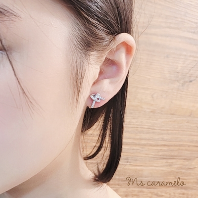 【焦糖小姐 Ms caramelo】夾式耳環 鋯石耳環 幸運結耳環