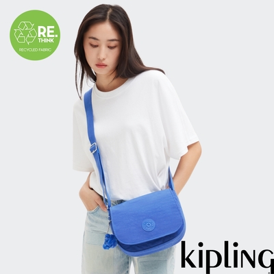 Kipling 深邃亮藍色掀蓋多袋肩背包-LOREEN M