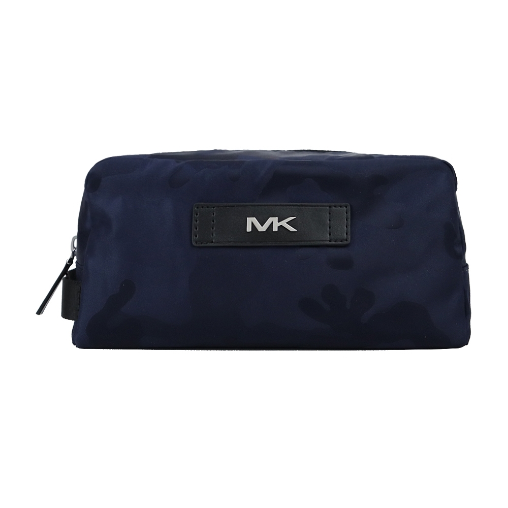 MK MICHAEL KORS KENT ACCESSORIES皮標LOGO迷彩萬用包-深藍